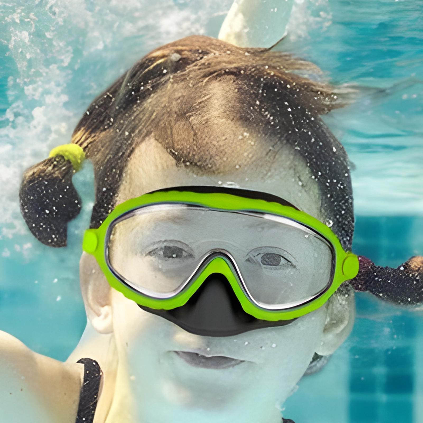 Kids Swim Goggles with Nose Cover Anti Fog Leak Proof Wide View Swim Mask