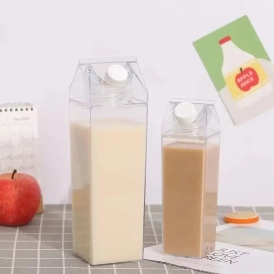 Transparent Milk Box Water Cup Large Capacity Plastic Drink Cup