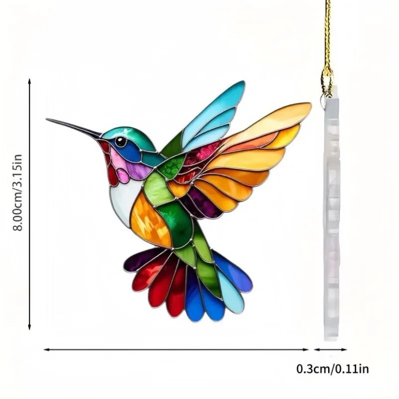 Colorful Hummingbird Suncatcher Acrylic Window Hanging Decor