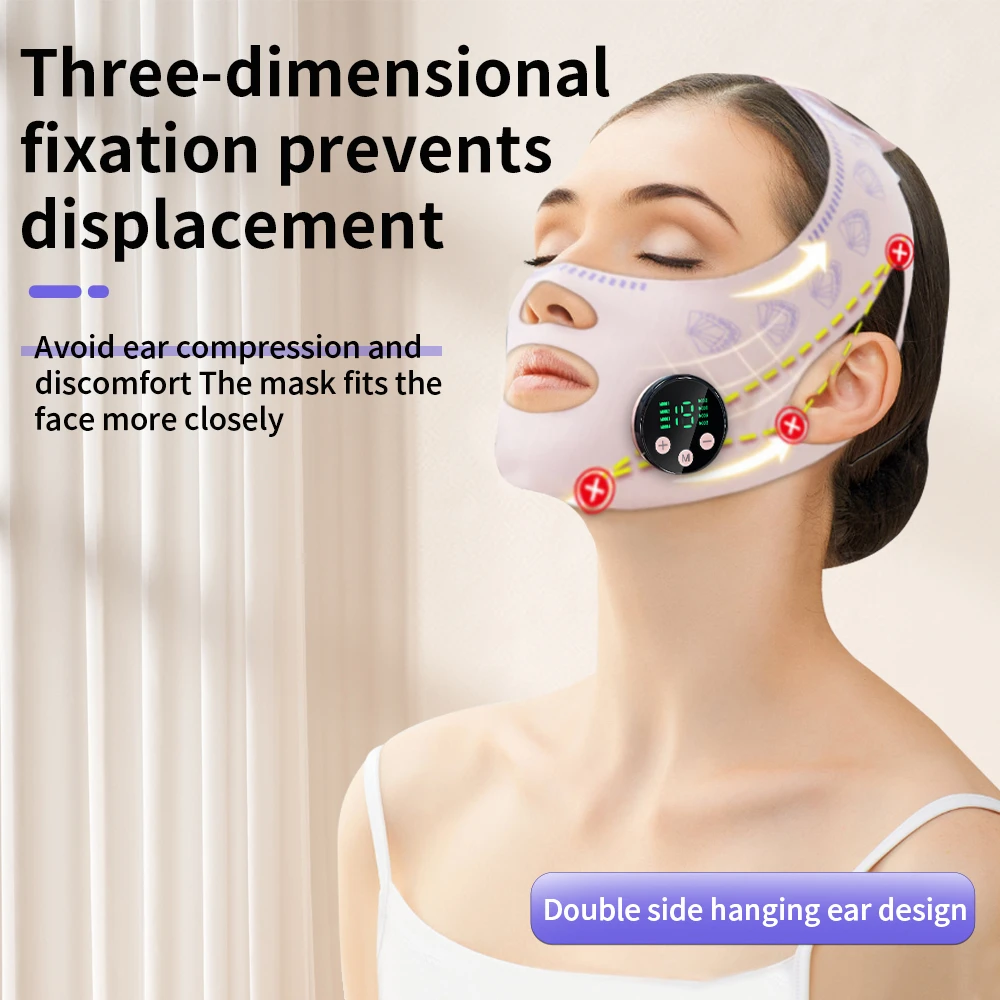 EMS Face Slimming Strap, USB Charging Facial Lift, Double Chin Reduction, Cheek & Jawline Enhancement Mask