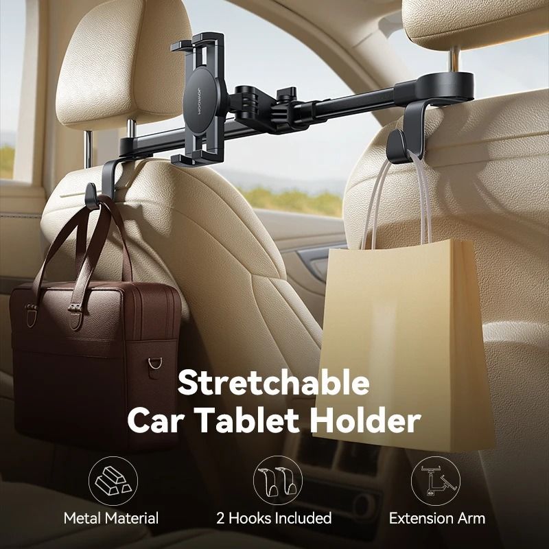 Joyroom Car Headrest Tablet Holder with Extension Arm for 4.7 to 12.9 Inch Devices
