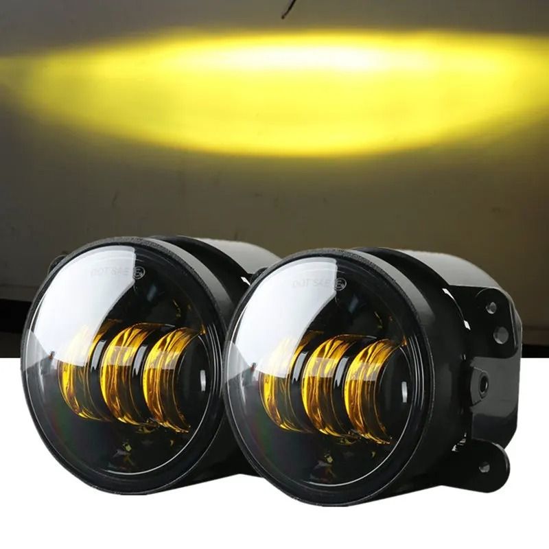 Amber LED Fog Lights 4-inch for Jeep Wrangler JK TJ LJ Models