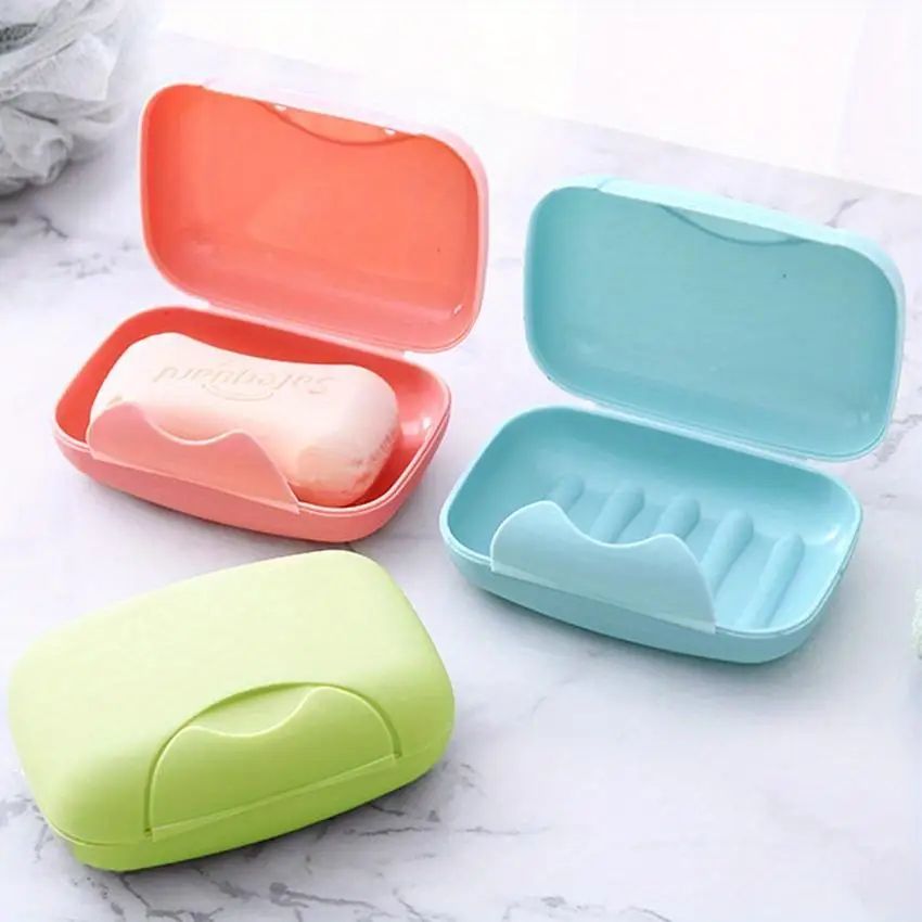 Portable Soap Box with Lid – 3-Piece Travel Soap Dish Containers for Bathroom & Baby Use