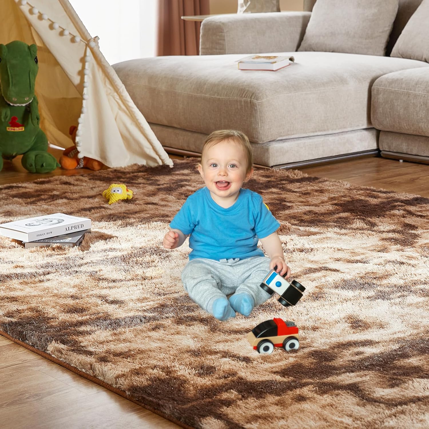 Soft Tie-Dye Plush Carpet, Children's Room Home Mat, Children's Room Baby Crawling Non-Slip Blanket