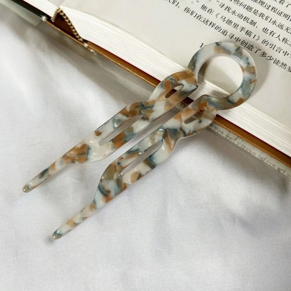 U-Shaped Acetate Hair Stick and Professional Bun Clip