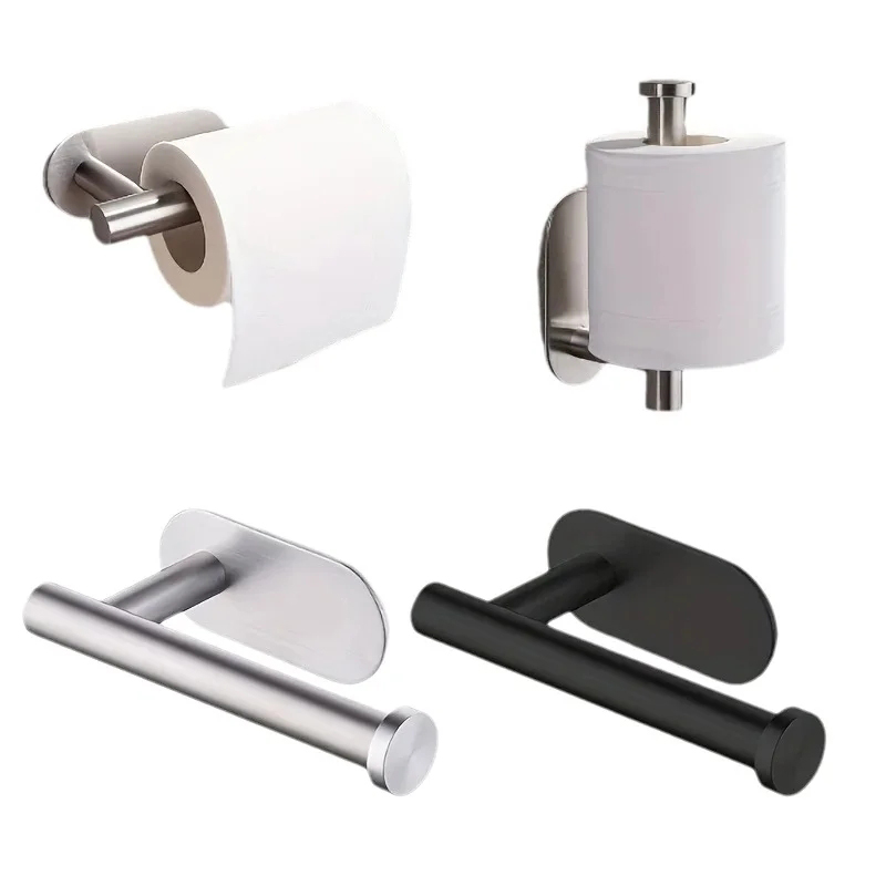 Wall-Mounted Stainless Steel Paper Roll Holder No Drilling Required for Kitchen Bathroom