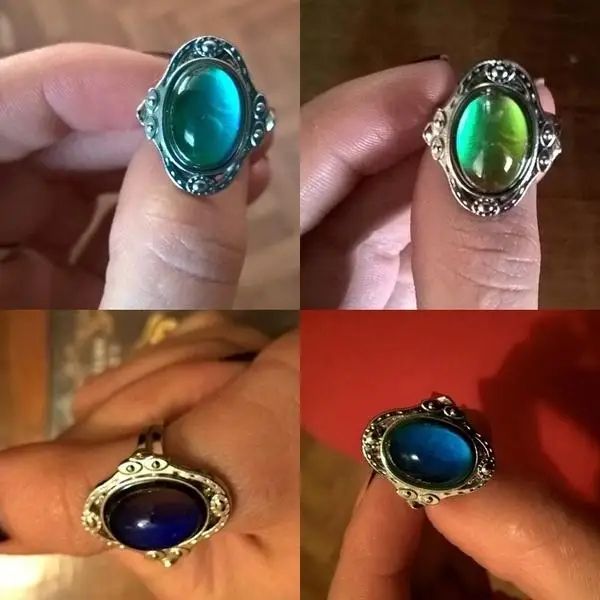 Retro Heart Gem Mood Ring – Color Changing Ring with Adjustable Fit
