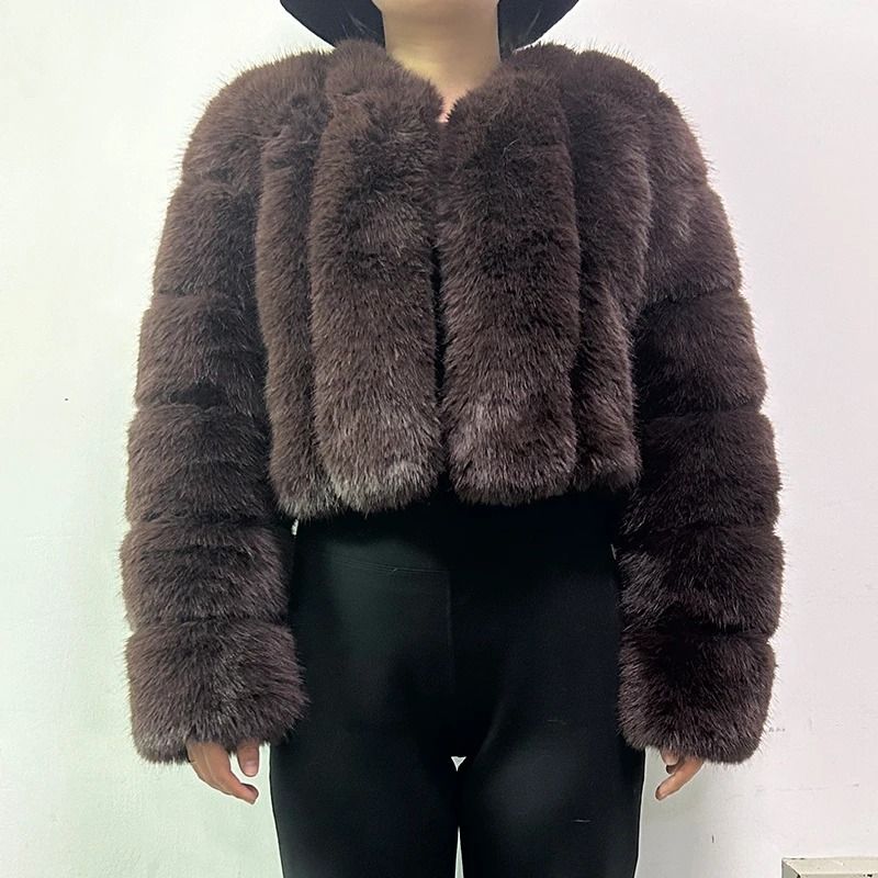 Luxury V-Neck Faux Fox Fur Coat | Chic Winter Teddy Jacket & High-Fashion Outerwear System
