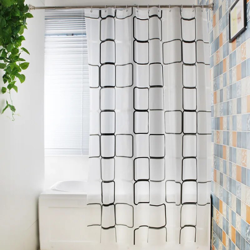 Patterned PEVA Waterproof Shower Curtain - Stylish Bathroom Partition & Decoration Accessory