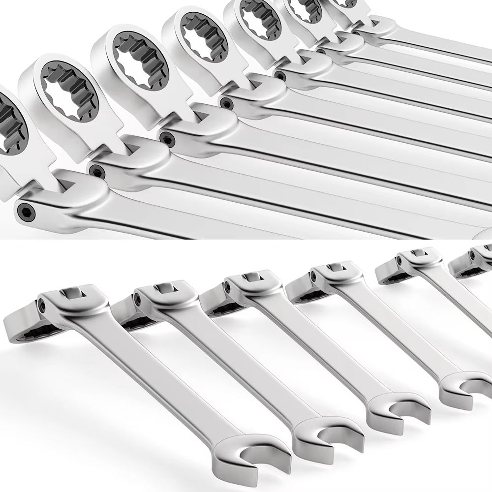 Flexible Head Ratcheting Wrench Set 8–22mm – Metric Combination Spanner Kit with Carry Bag