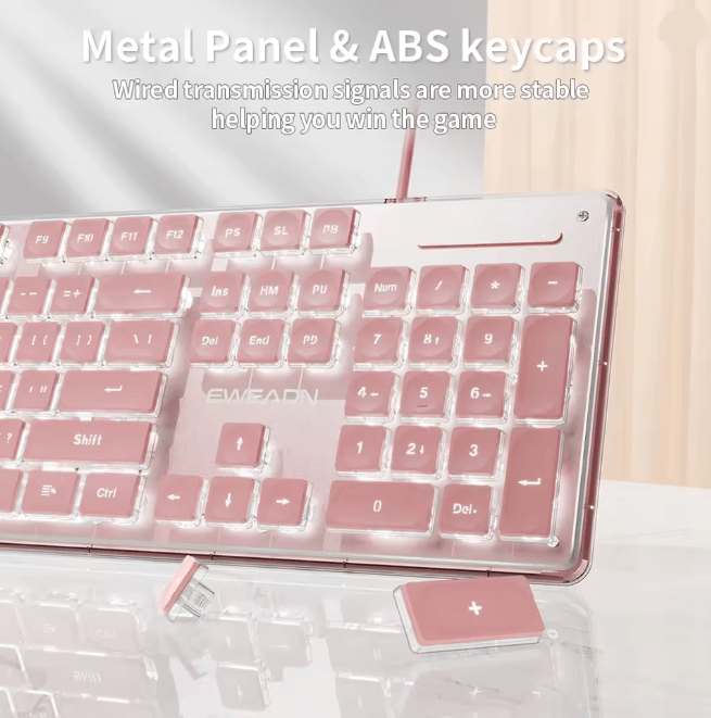 EWEADN GX710S Silent Office Keyboard 104 Key Wired Metal Panel Keyboard
