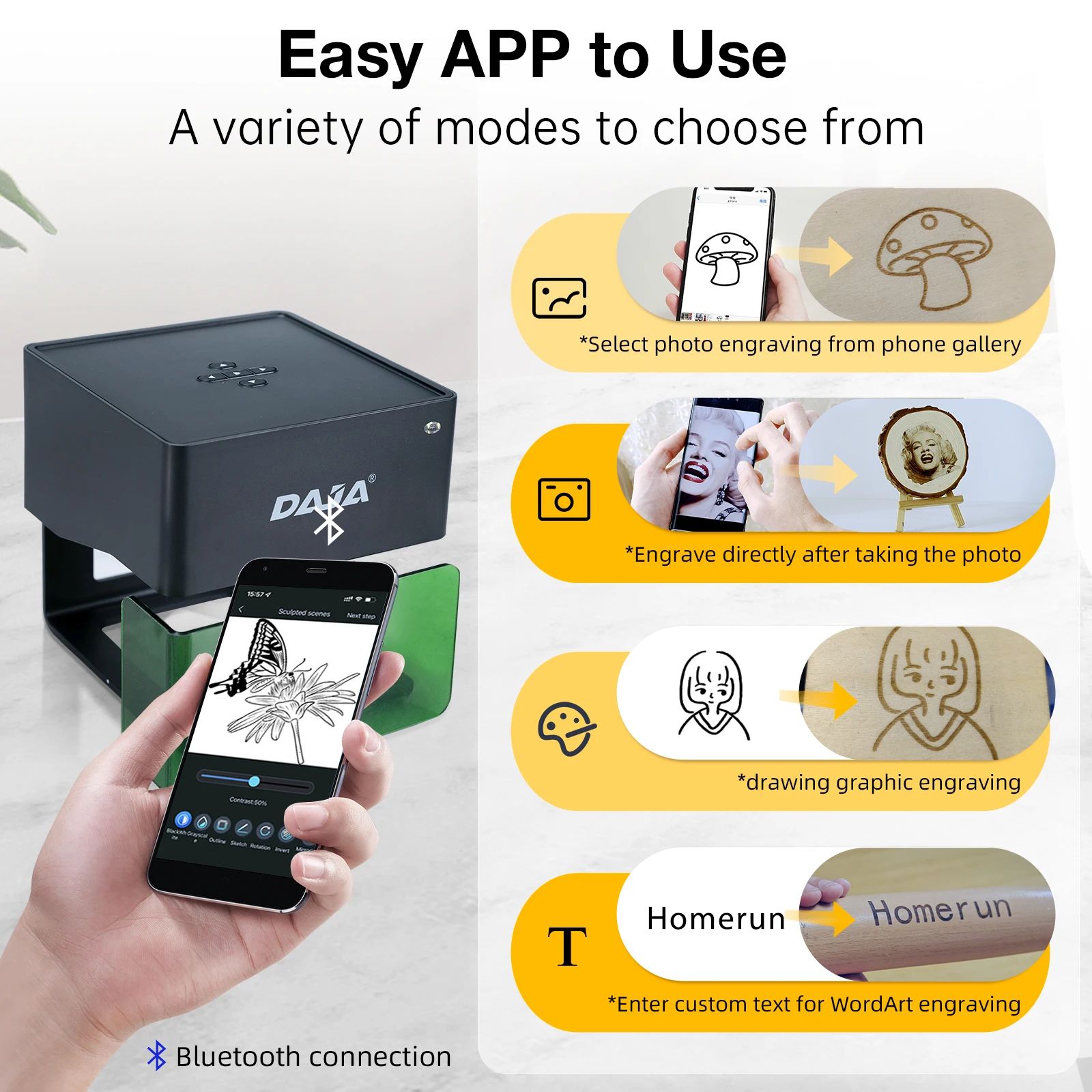 DAJA DJ6 Pro Mini Portable Laser Engraver – Bluetooth DIY CNC Engraving Machine