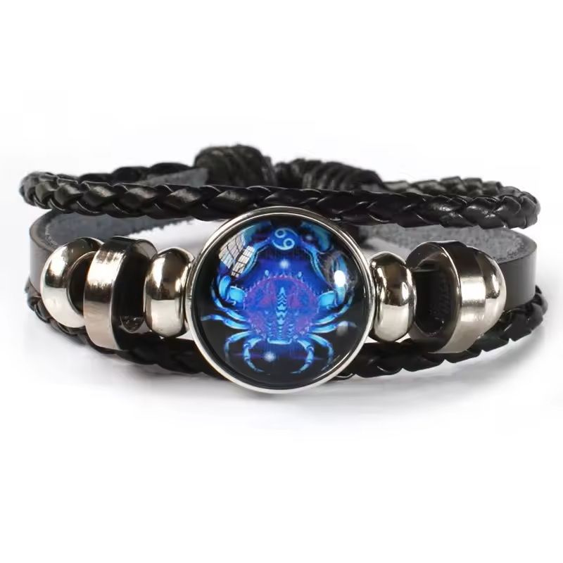 Zodiac Sign Glow Leather Bracelet Multilayer Gift