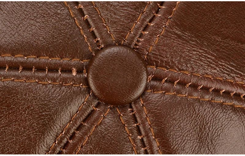 Men Real Cowhide Leather Winter Baseball Cap