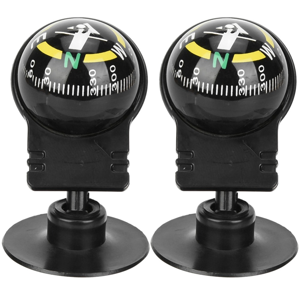 Durable Car Compass with Suction Cup Mount  Adjustable Black Navigation Guide for Auto Use