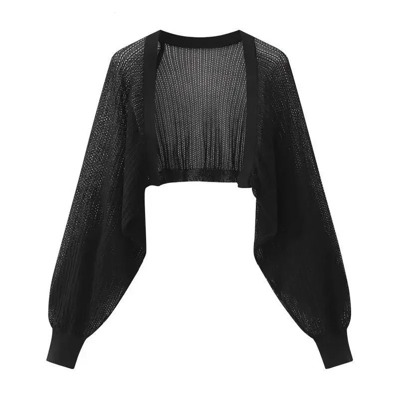 Womens Ice Silk Knitted Cardigan Top