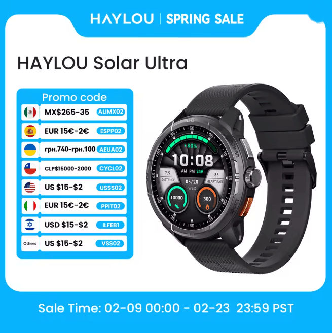 HAYLOU Solar Ultra GPS Smartwatch with AMOLED Display and Bluetooth Calling