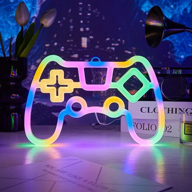 USB LED Neon Game Controller Wall Light – Gaming Room Decorative Lamp