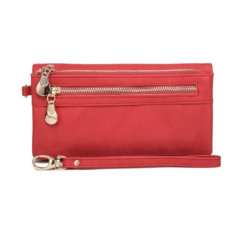 Large Capacity Womens Leather Wallet with Double Zipper