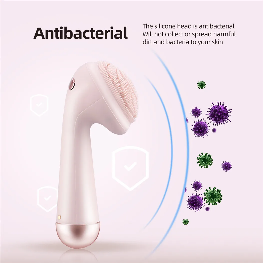 Vibration Massage Brush Cleaner, Electric Facial Cleaner Silicone Waterproof Skin Care Machine, Rechargeable Beauty Tool