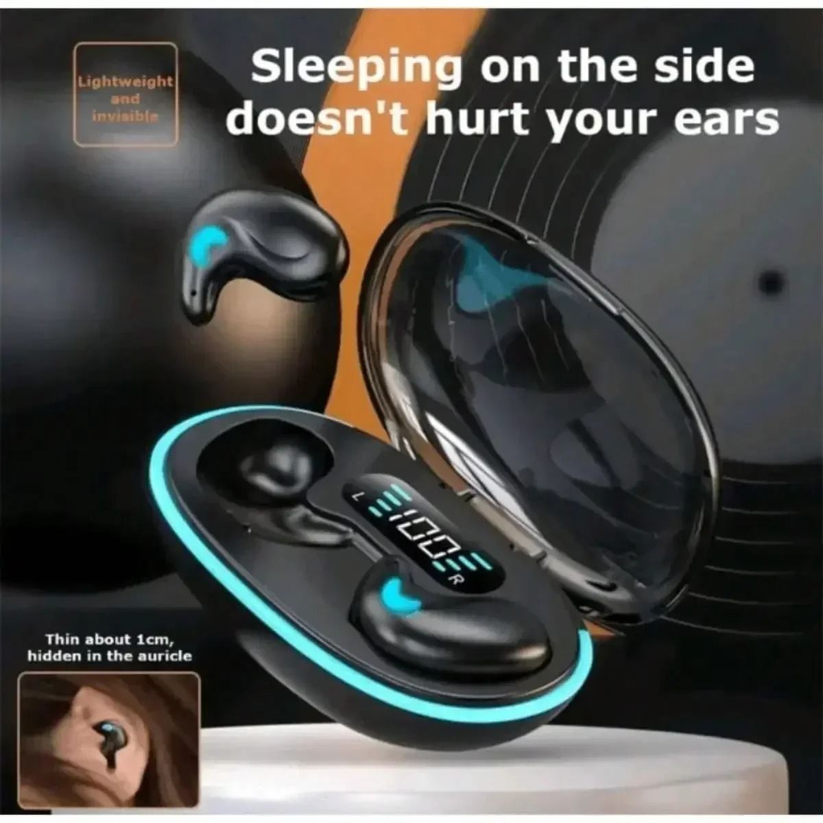 Wireless Sleeping Bluetooth Earbuds with Waterproof Hi-Fi Stereo and Noise Reduction