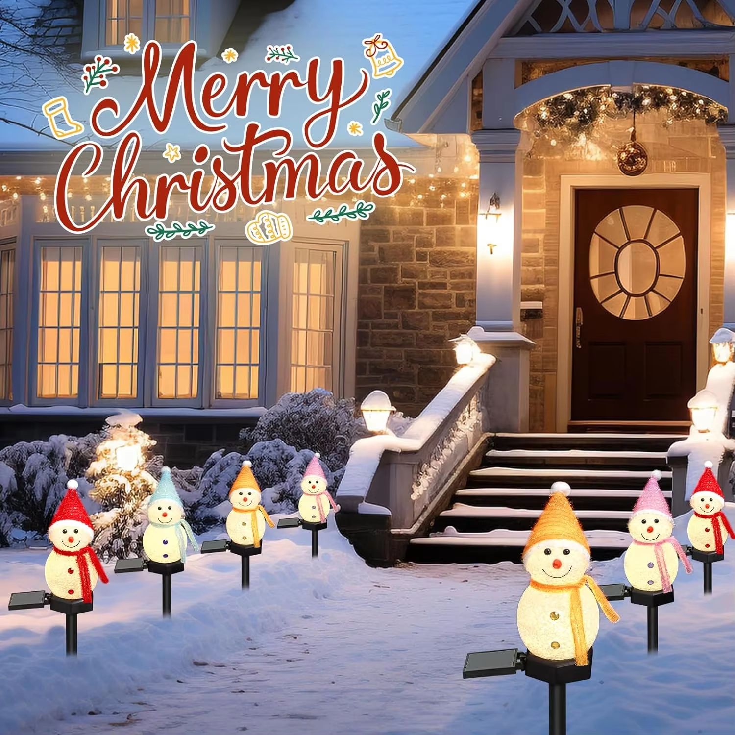 Solar Snowman Pathway Stake Light – Waterproof solar snowman pathway lights for Christmas Yard Decor