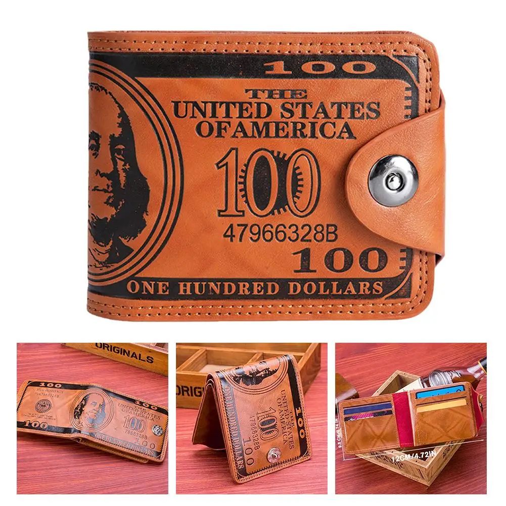 Retro Dollar Pattern Mens PU Leather Wallet