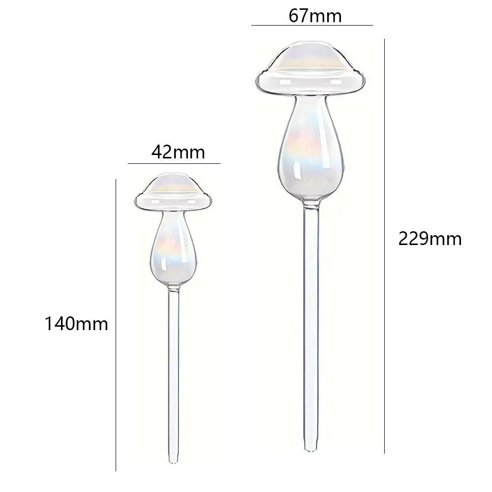 Mushroom Shape Glass Plant Watering Globes Self Watering Drip Irrigation System Rainbow Design