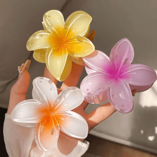Boho Flower Hair Claw Clip – Large Beach Hair Clamp for Women & Girls