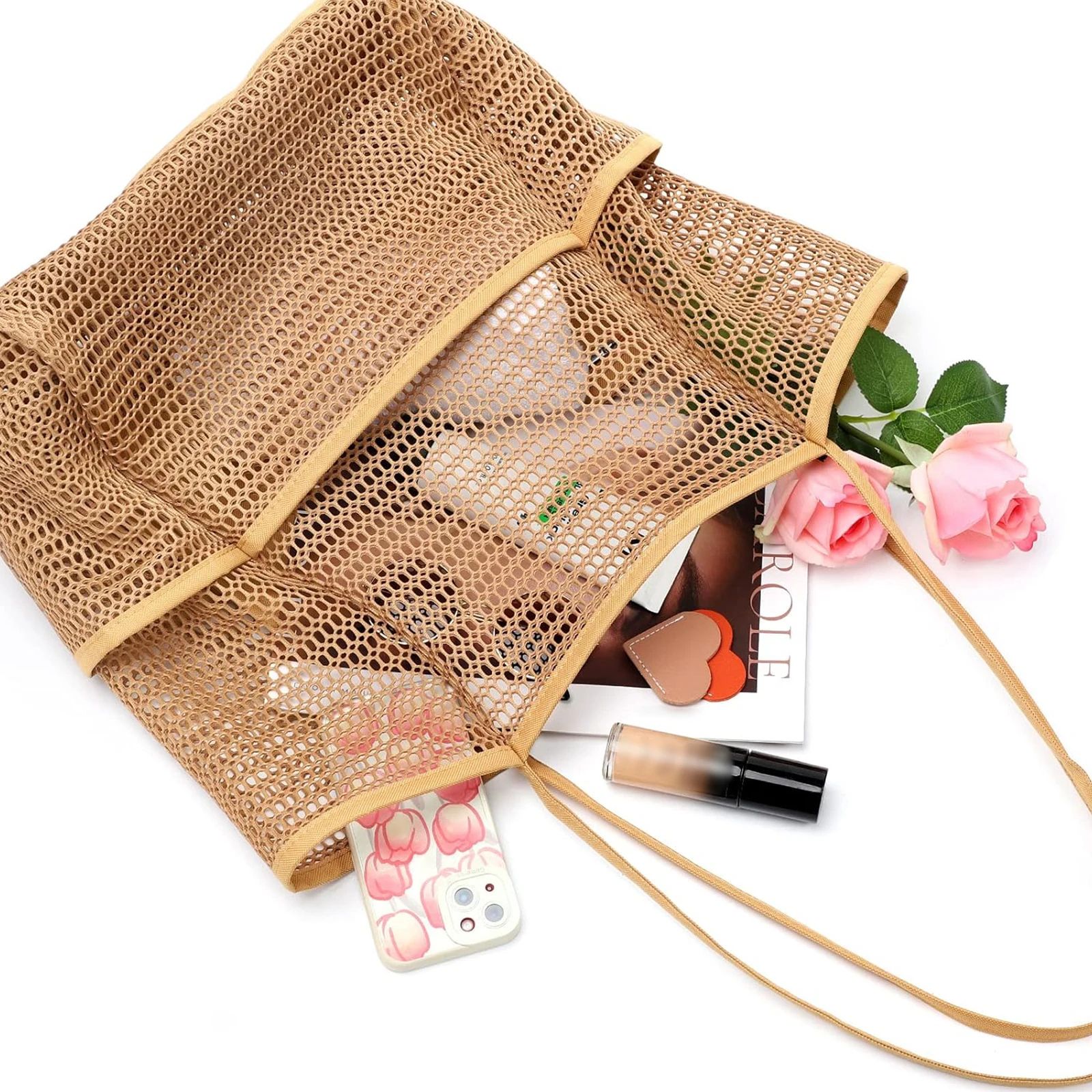 Large Mesh Beach Tote Shoulder Bag