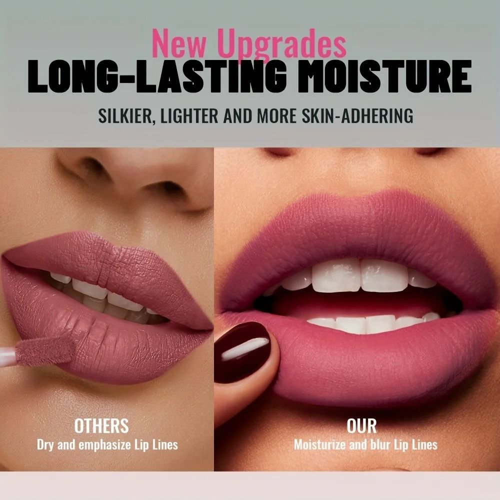 VelvetBloom Matte Velvet Lip Gloss High Pigment Liquid Lip Mud