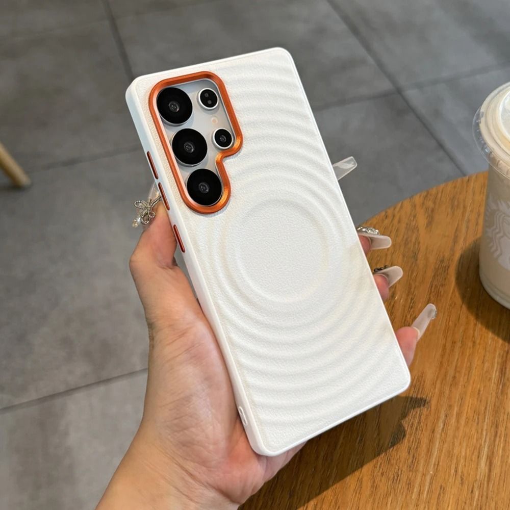 Magnetic Leather Pattern Phone Case with Wave Texture