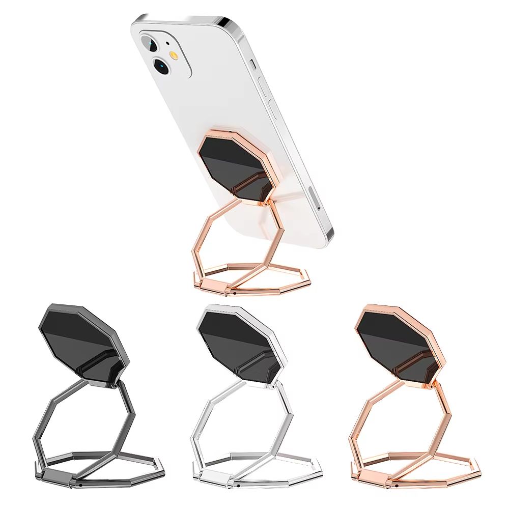 360° Rotating Foldable Phone Stand with Ultra-Thin Metal Ring Holder and Multi-Angle Kickstand