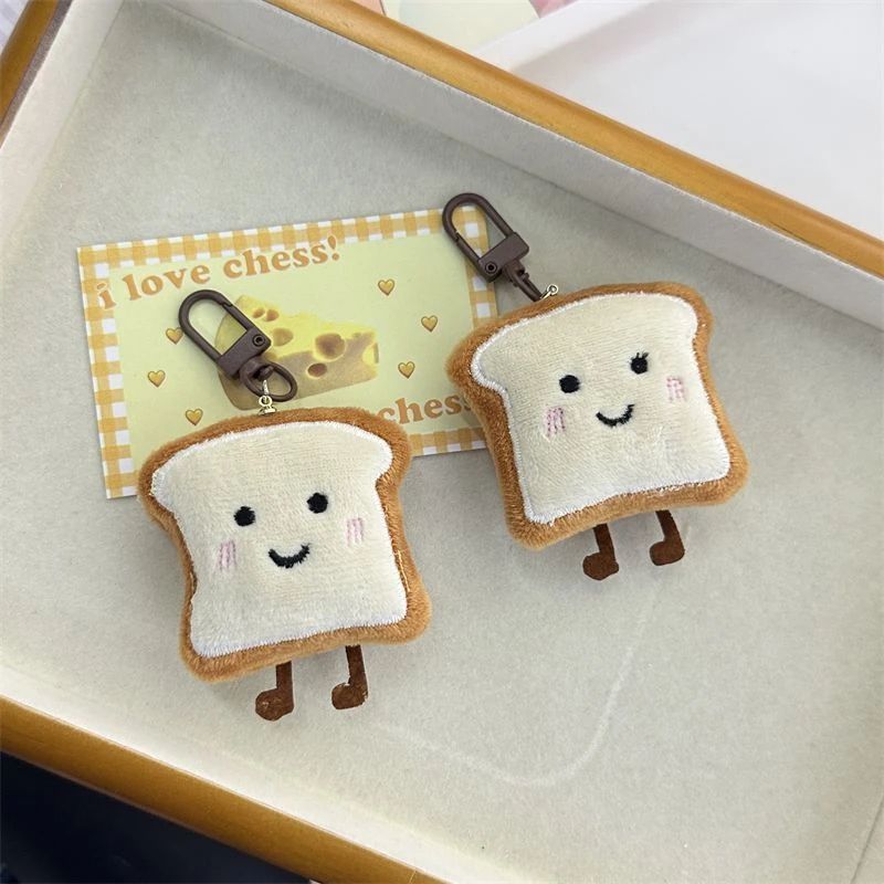 Mini Plush Toast Bread Bag Charm Cute Cartoon Pendant
