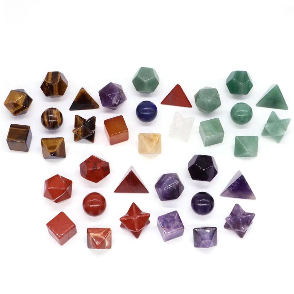 Platonic Solid Crystal Set Sacred Geometry Chakra Healing Reiki Stones