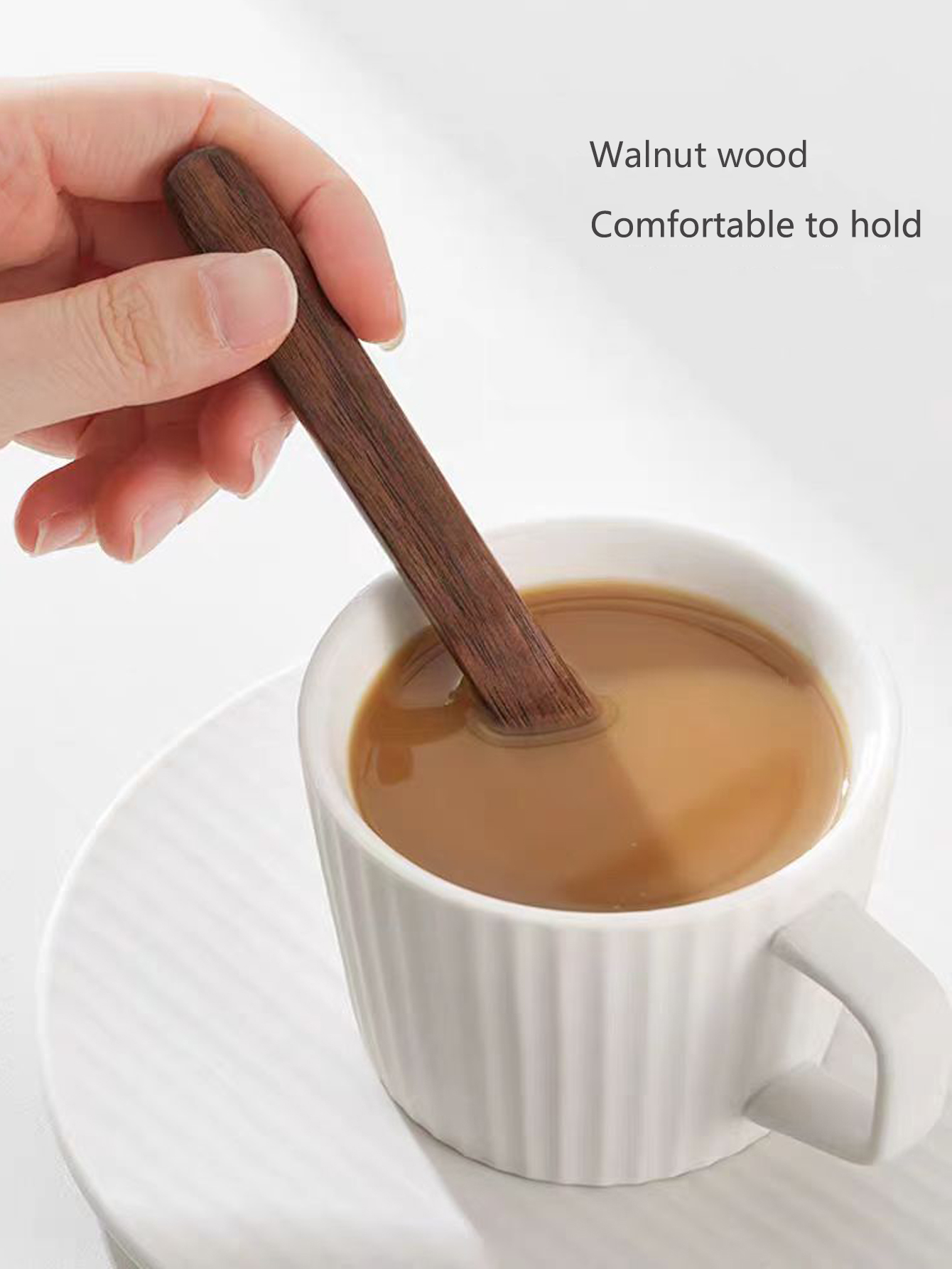 Creative Walnut Wood Coffee Stirrer Long Handle Wooden Dessert Mixing Spoon
