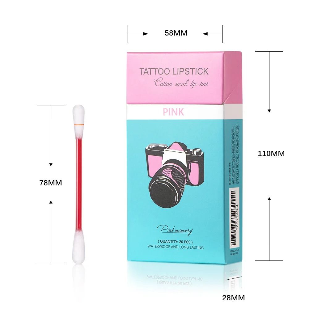 20 pcs Long Lasting Waterproof Lip Stain Cotton Swab Set