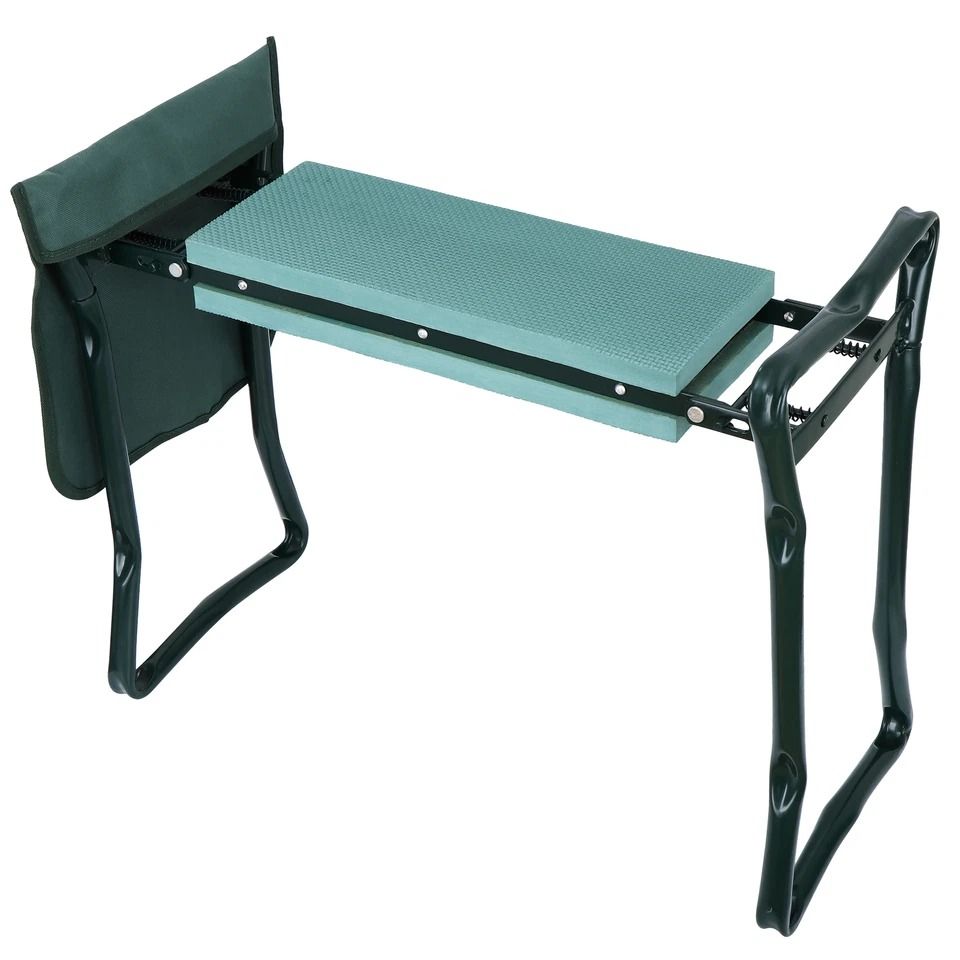 Foldable Garden Kneeler and Seat with EVA Cushion & Tool Pouch Heavy Duty Gardening Stool Bench