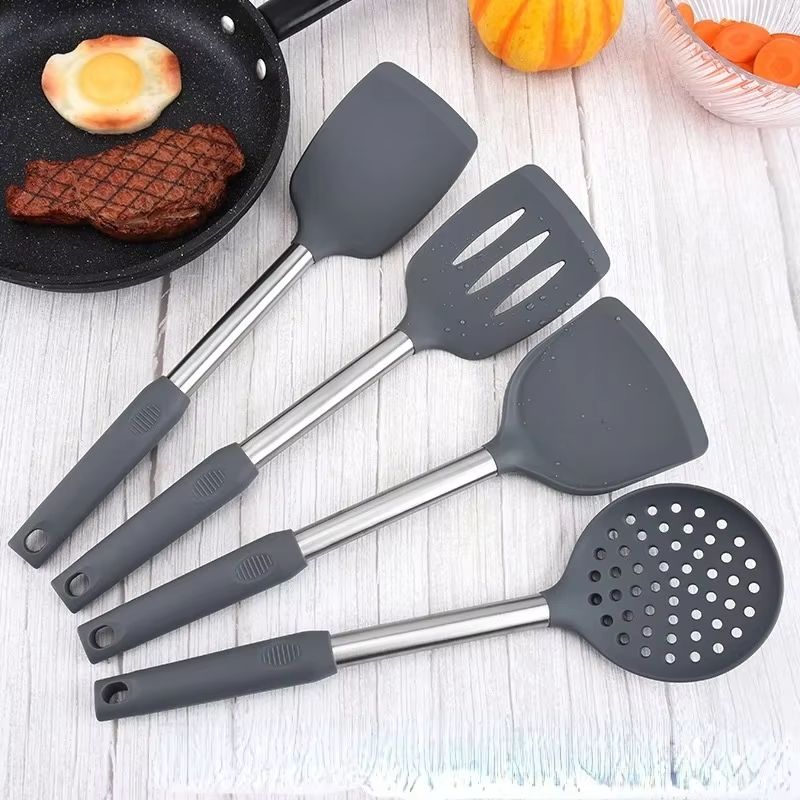 12-Piece 360° Rotating Base Silicone Kitchen Utensil Set Heat-Resistant Non-Toxic Cooking and Baking Tools
