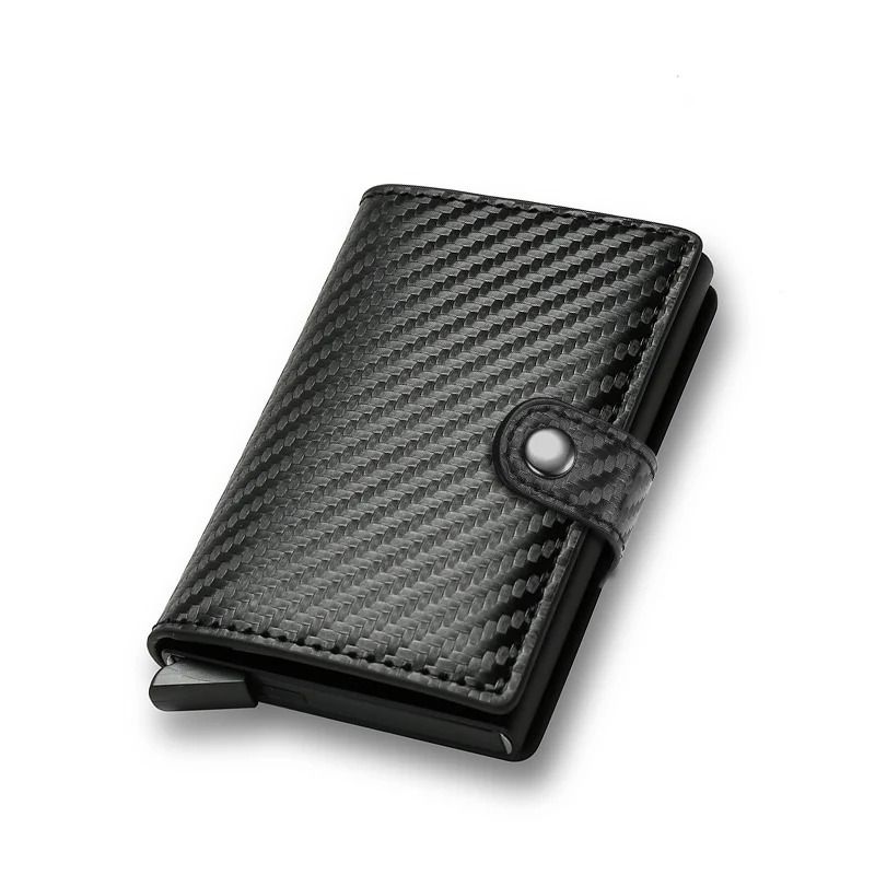 Carbon Fiber Credit Card Holder Wallet RFID Smart Metal Pop Up Wallet