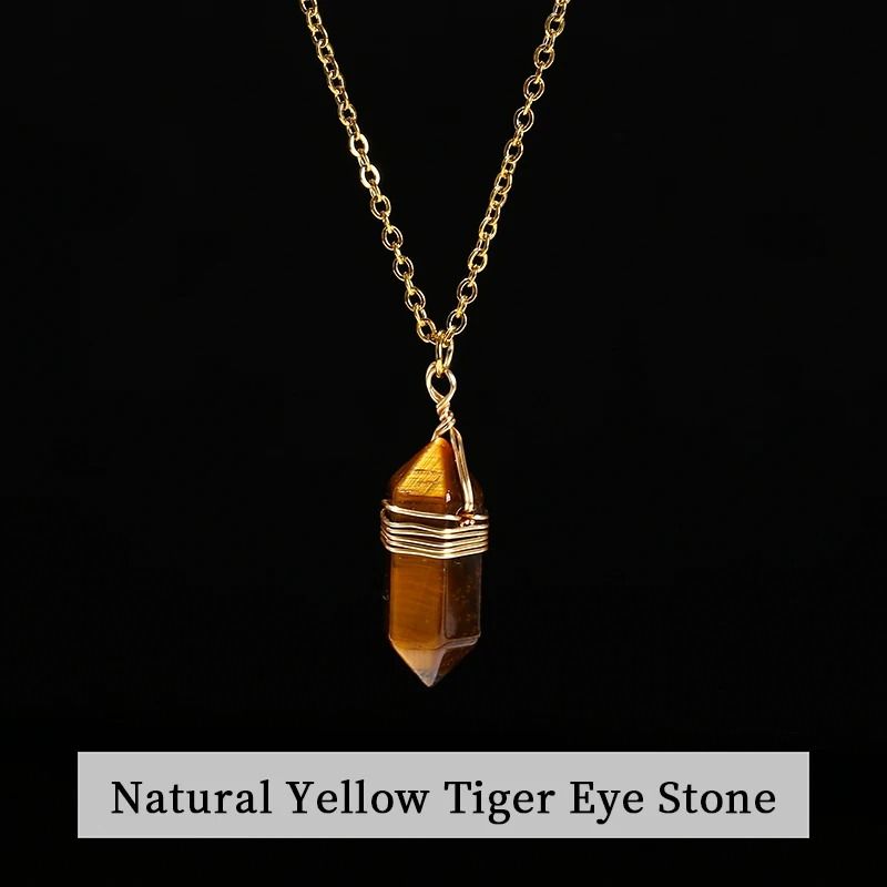 Natural Pink Quartz Amethyst Hexagon Column Pendant Necklace