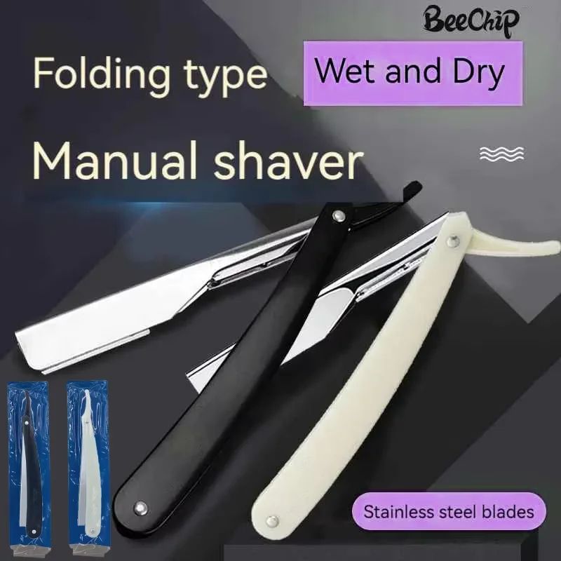 Folding Eyebrow Razor & Hairdressing Tool - Portable Safety Razor with Replaceable Blades