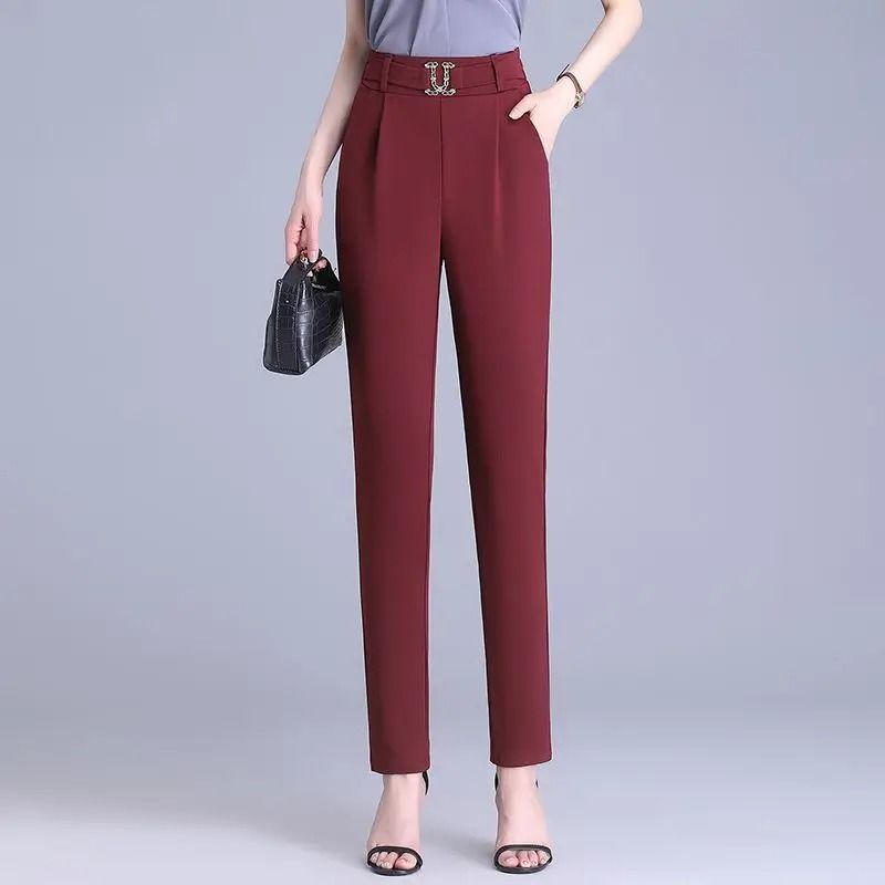 High-Waisted Small-Foot Suit Pants Women Stretch-Slim All-Match Draped Slim-Fitting Trousers