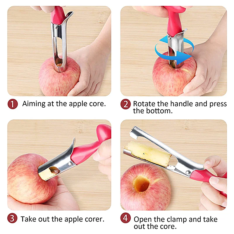Stainless Steel Apple Corer Tool for Apples and Pears Easy Twist Fruit Core Remover