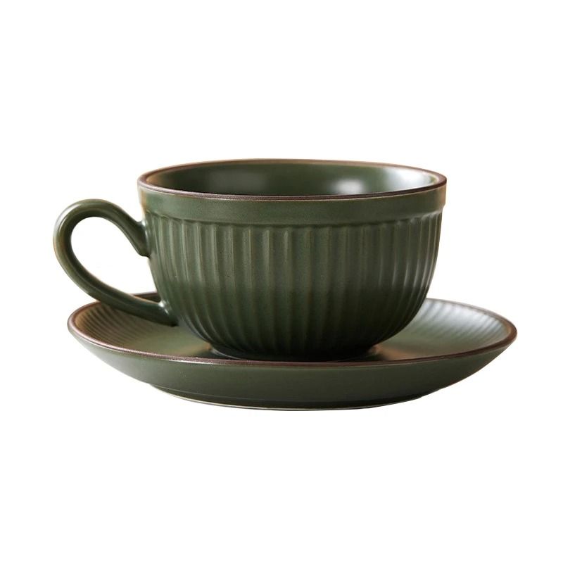 Retro Pumpkin Ceramic Cup and Saucer Set