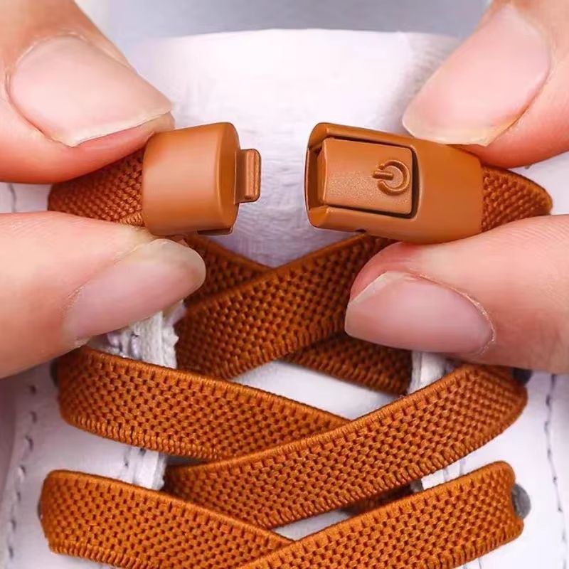 2 Pairs Elastic No-Tie Shoelaces with Press-Lock Flat Design for Kids and Adults