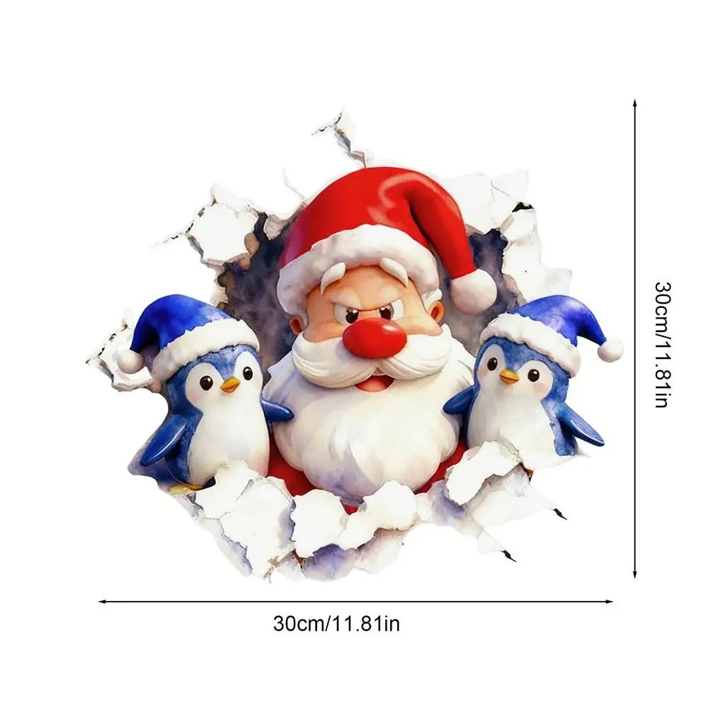 3D Wall Breaking Santa Claus Christmas Sticker
