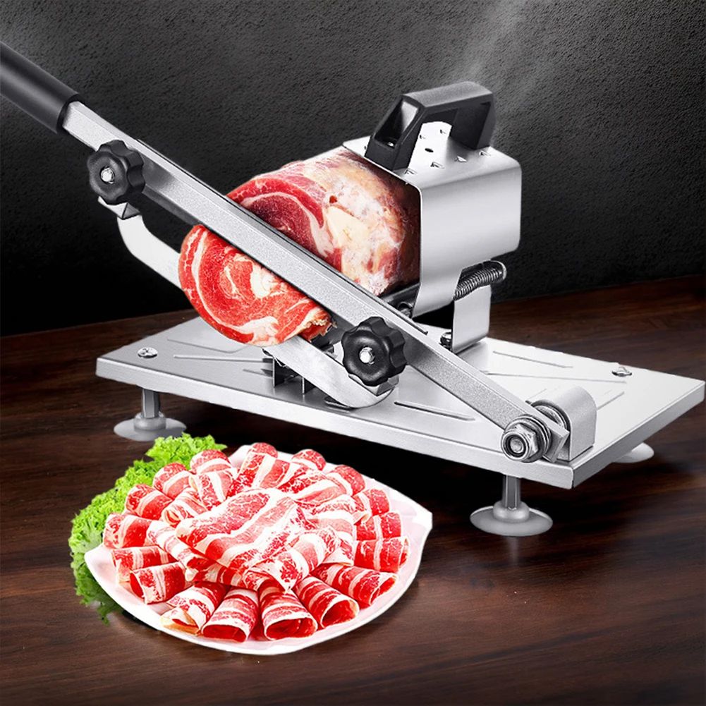 Stainless Steel Meat Slicer Machine – Manual Beef & Mutton Roll Cutter for Home Kitchen