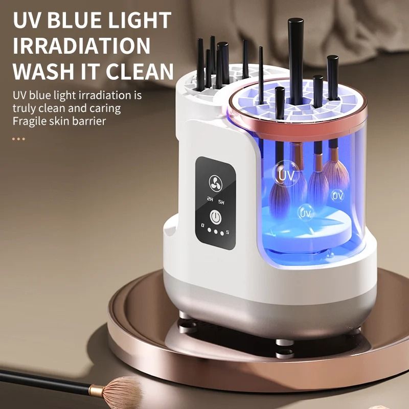 3-in-1 Electric Makeup Brush Cleaner – USB Automatic Quick-Drying Sanitizer – Pro Cosmetic Tool Maintenance Hub