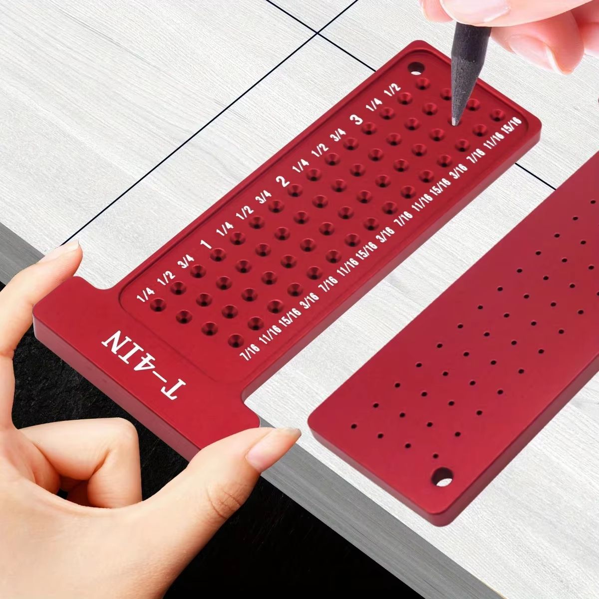 PrecisionPocket T-Square & Hole Scribing Gauge - Metric / Inch Layout Ruler